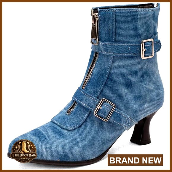 Low Kitten Heel Ankle Boots Pointed Toe Zip Buckle Strap Dress Shoes